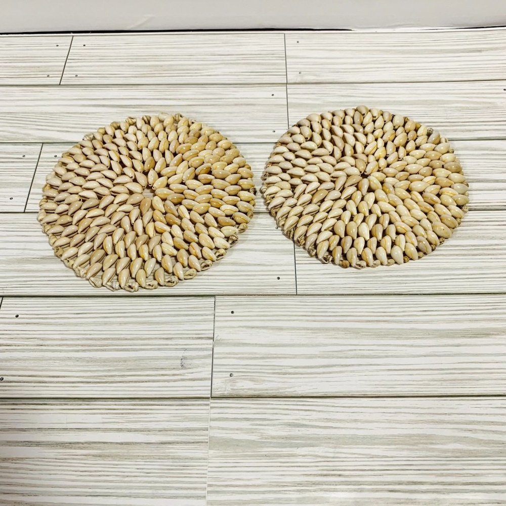 Vintage Boho MCM Seashell Trivets Set Of 2 Decor